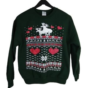 Ugly Christmas Swearshirt Naughty Reindeer Medium